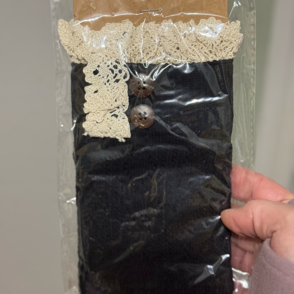 Black Lace Button Boot Cuffs